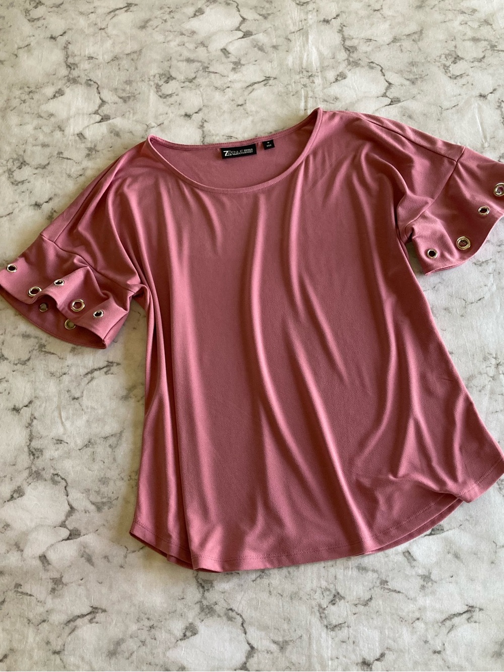 Dusty Rose Eyelet Short Sleeve Tee